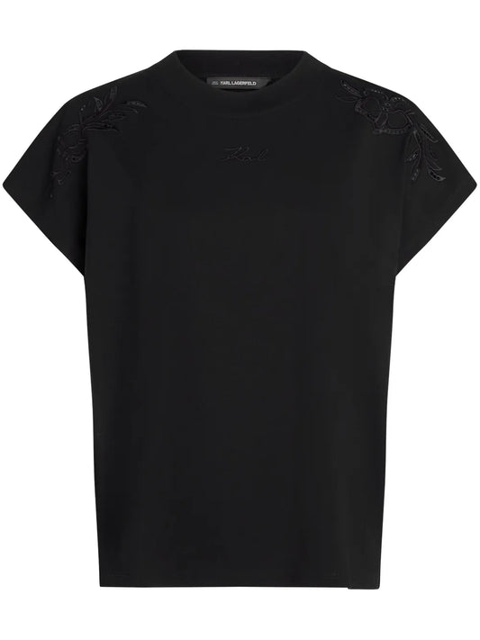 Orchid-Embroidered T-Shirt