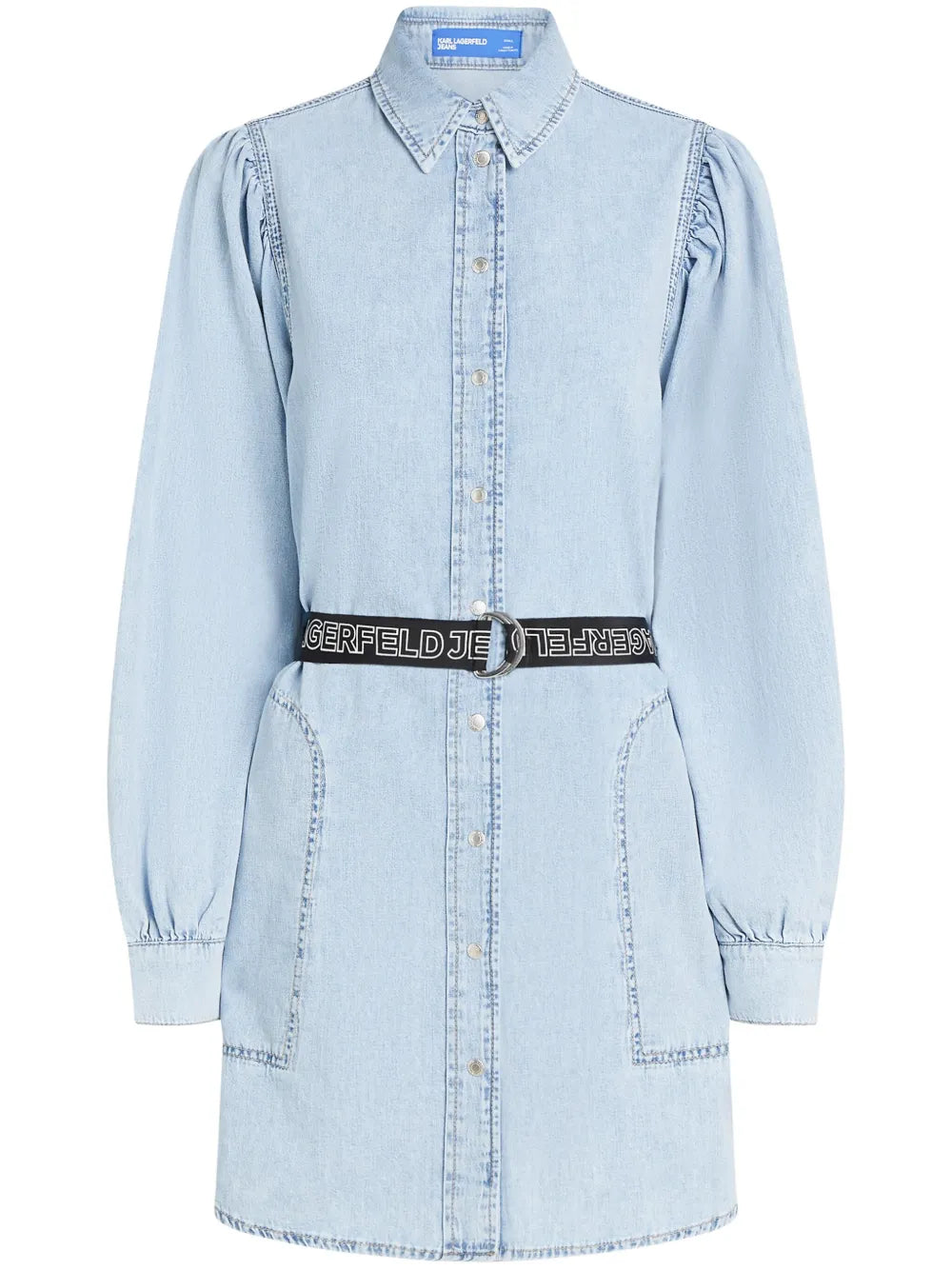 Puff-Sleeve Denim Shirt Dress