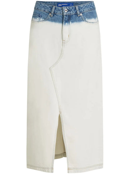 Ombré Denim Midi Skirt