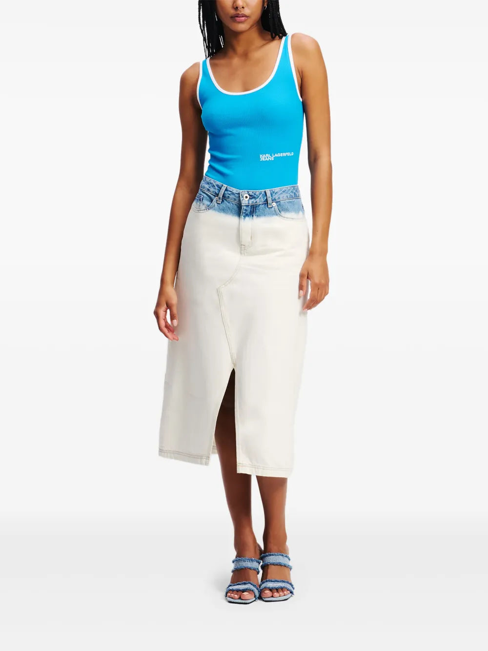 Ombré Denim Midi Skirt