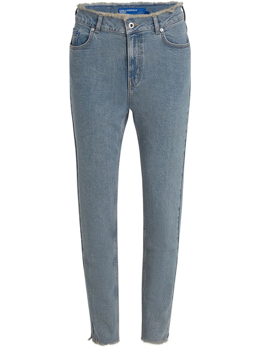 Frayed-Trim Jeans