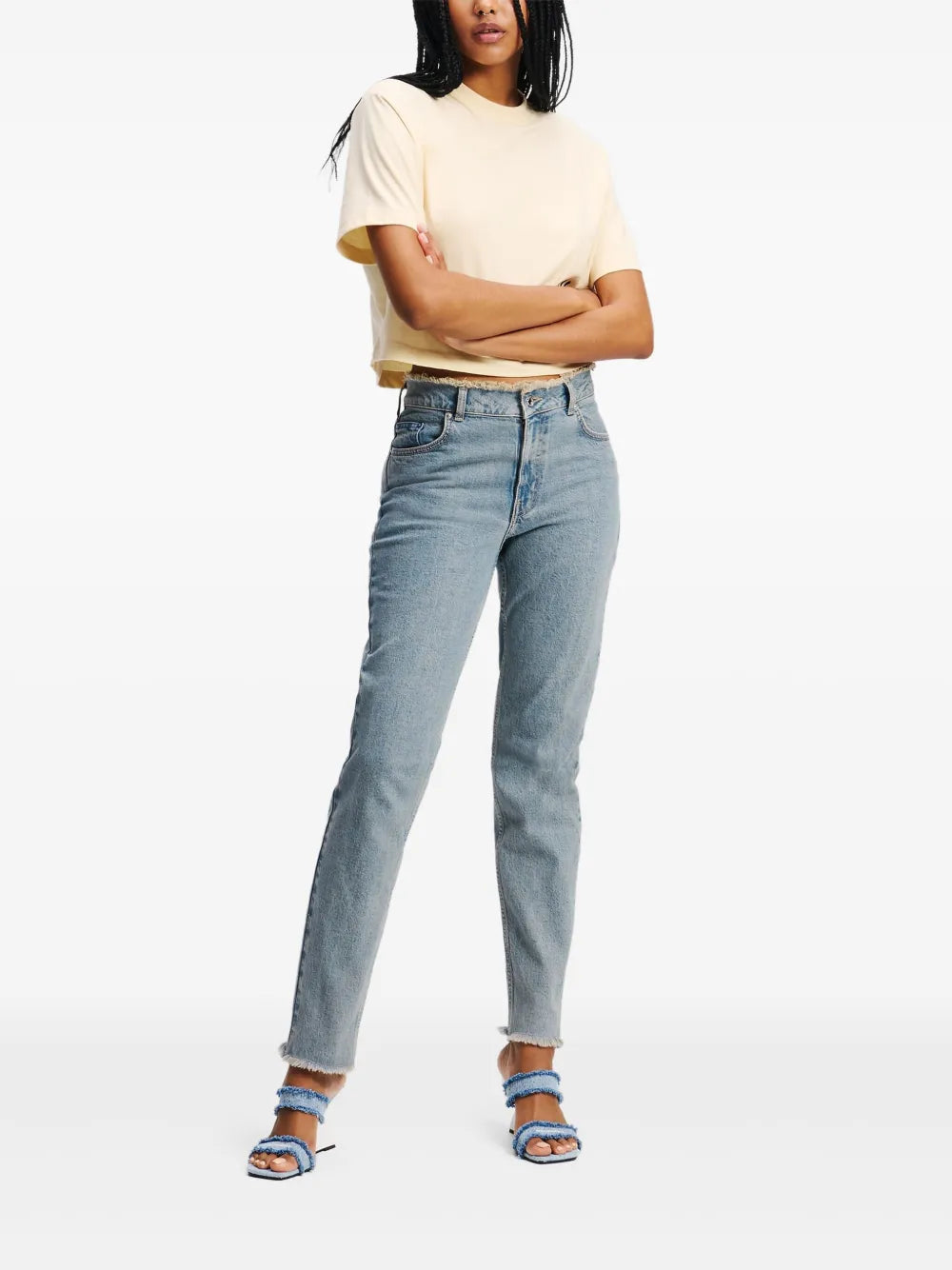 Frayed-Trim Jeans