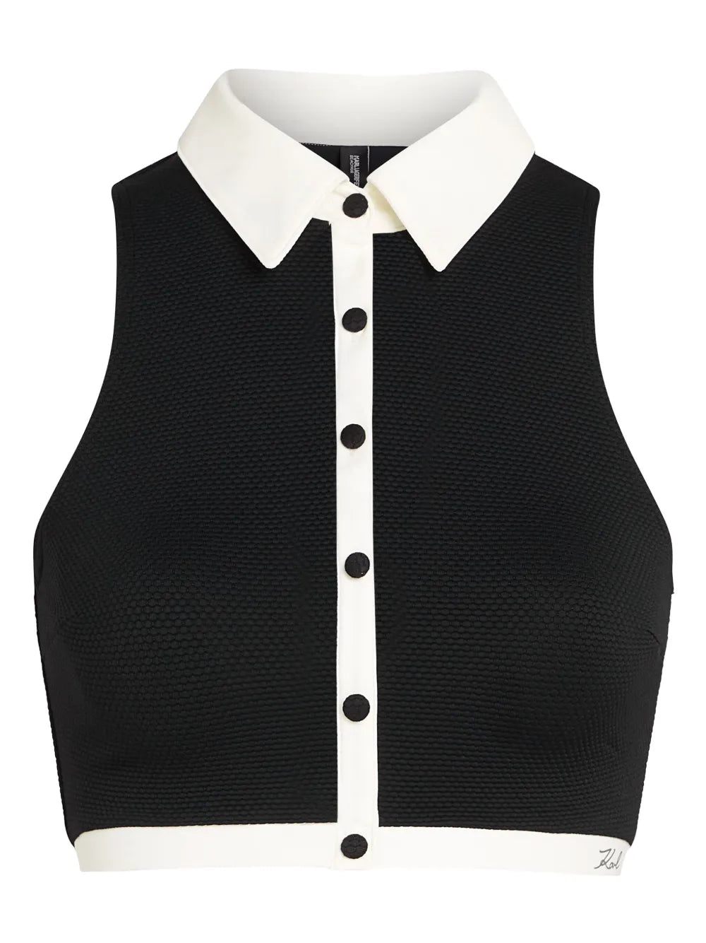 Contrasting-Trim Swim Top