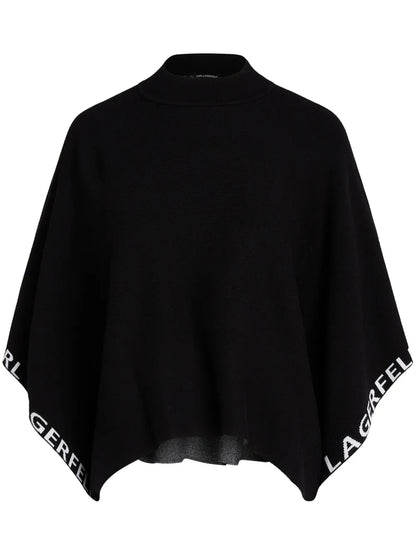 Intarsia-Logo Poncho