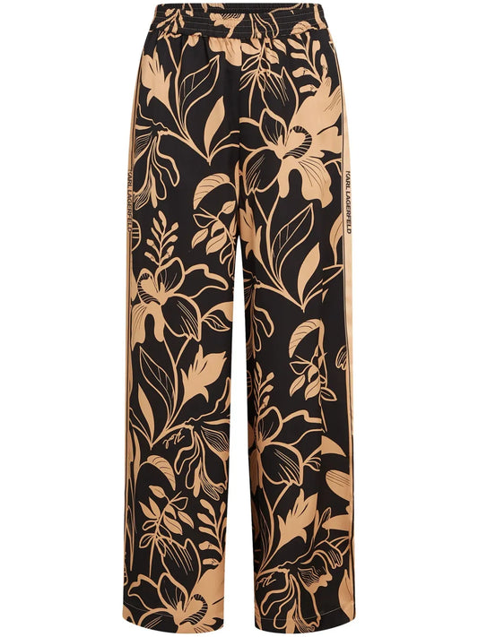 Printed Wide-Leg Trousers