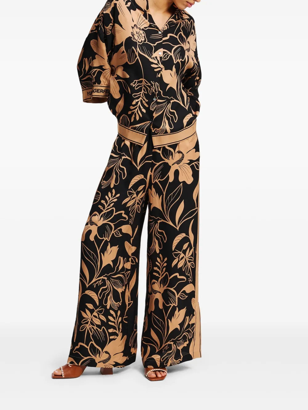 Printed Wide-Leg Trousers