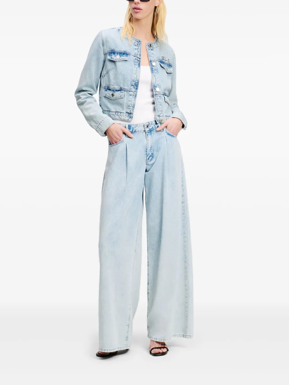 Collarless Denim Jacket