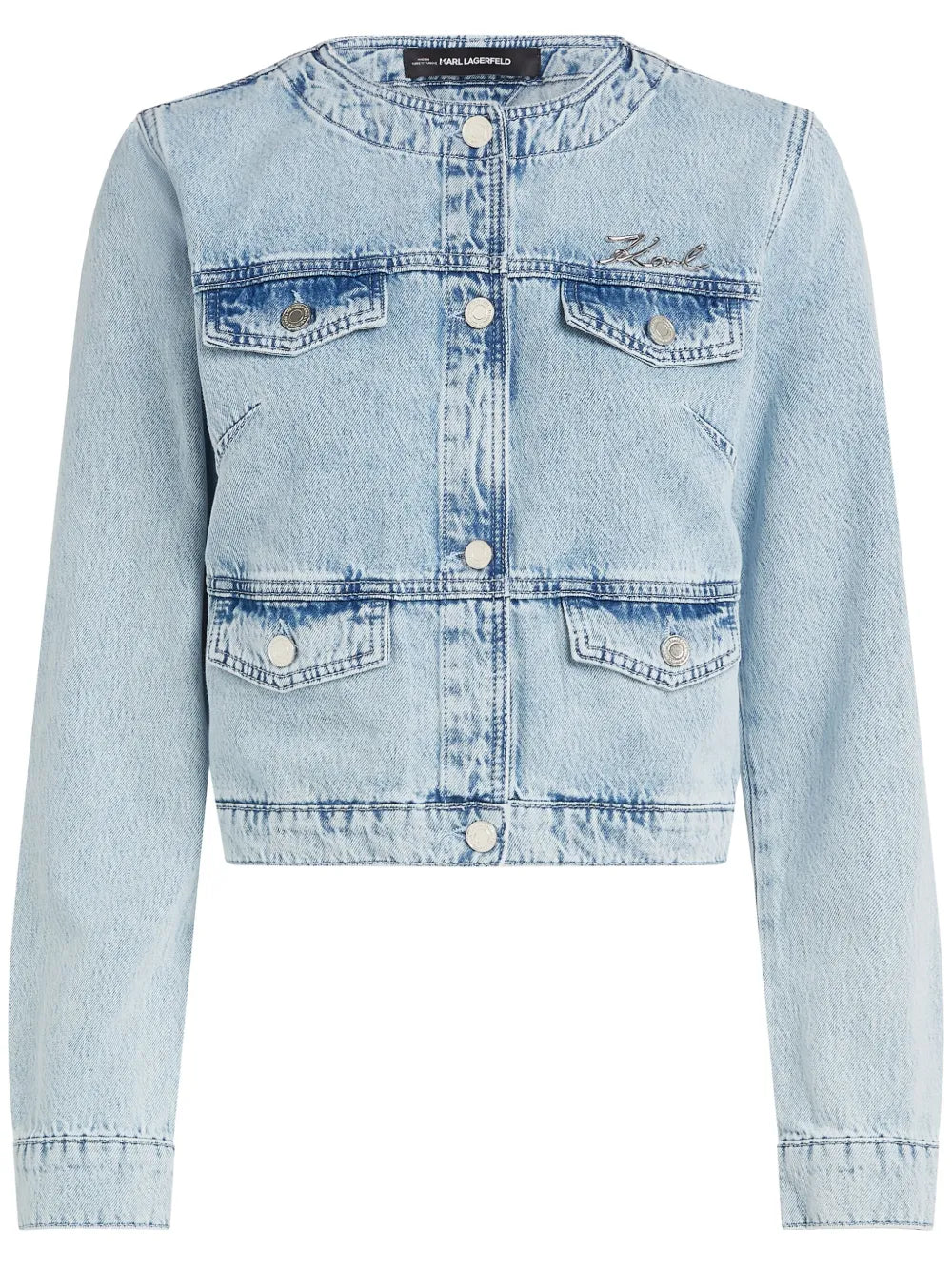 Collarless Denim Jacket