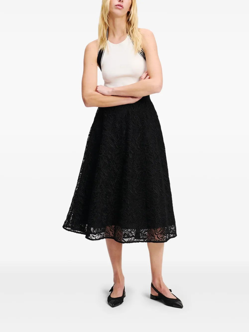 Floral-Embroidered Skirt