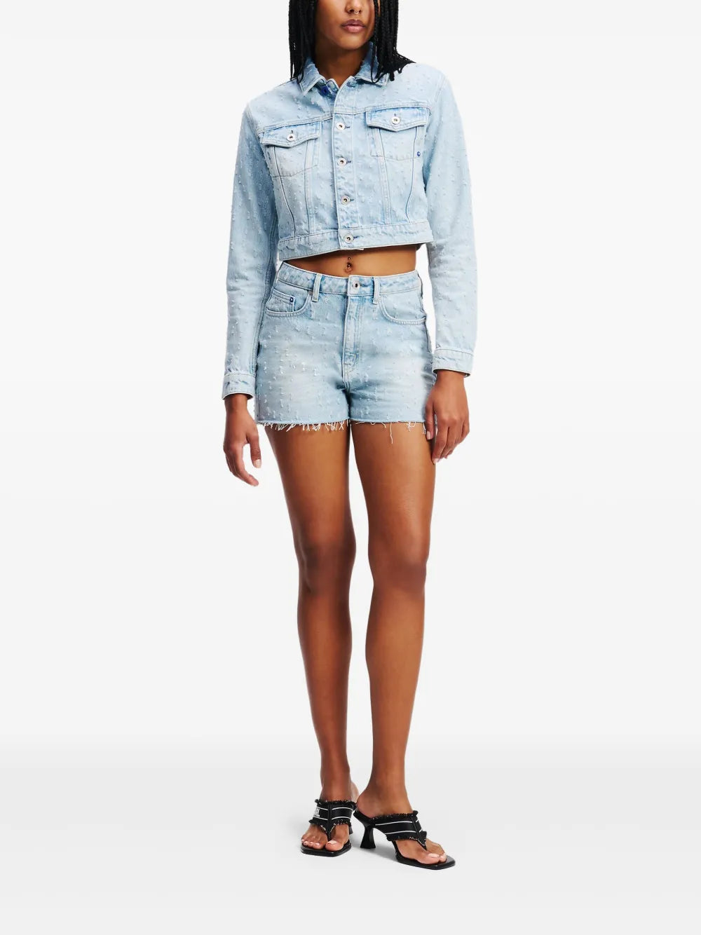 Bouclé Denim Shorts
