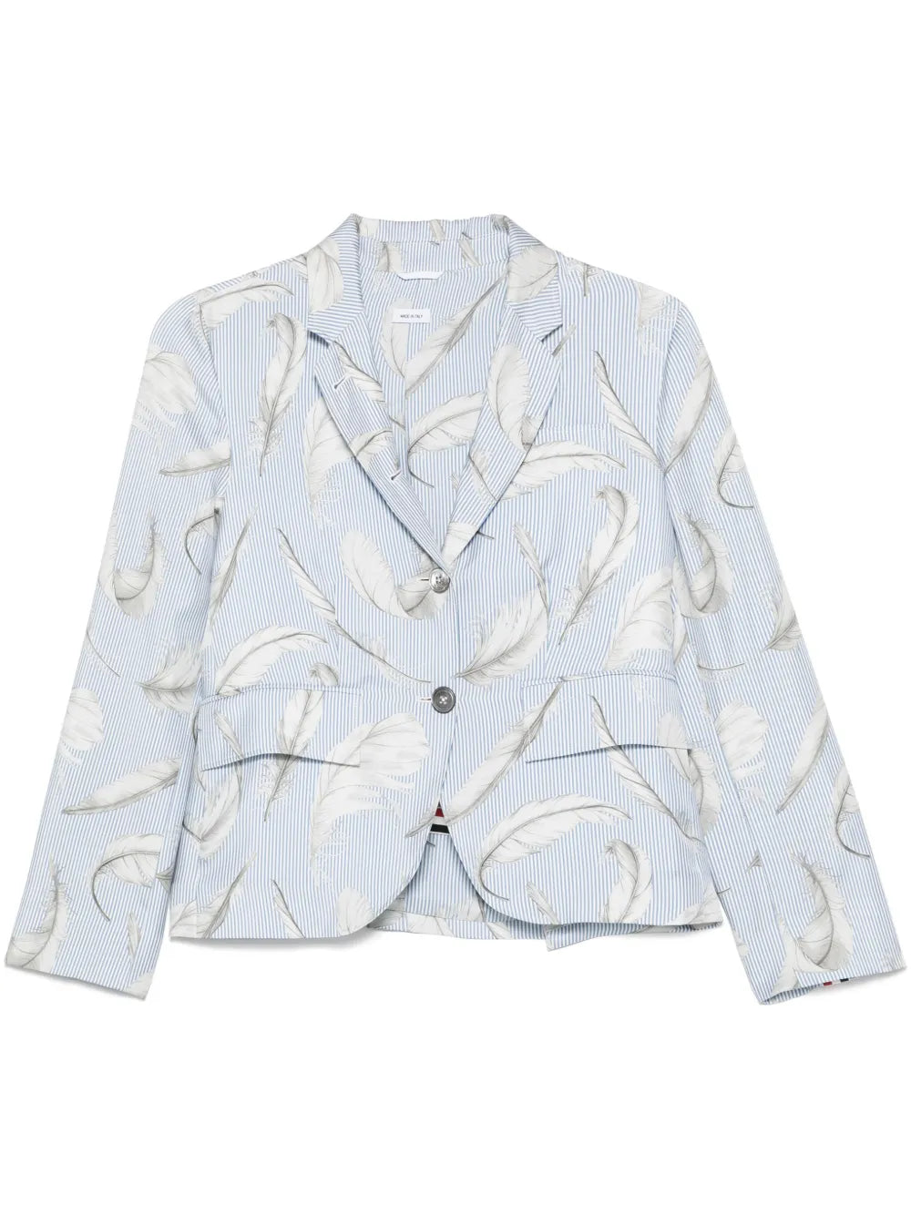 Feather-Print Silk Blazer
