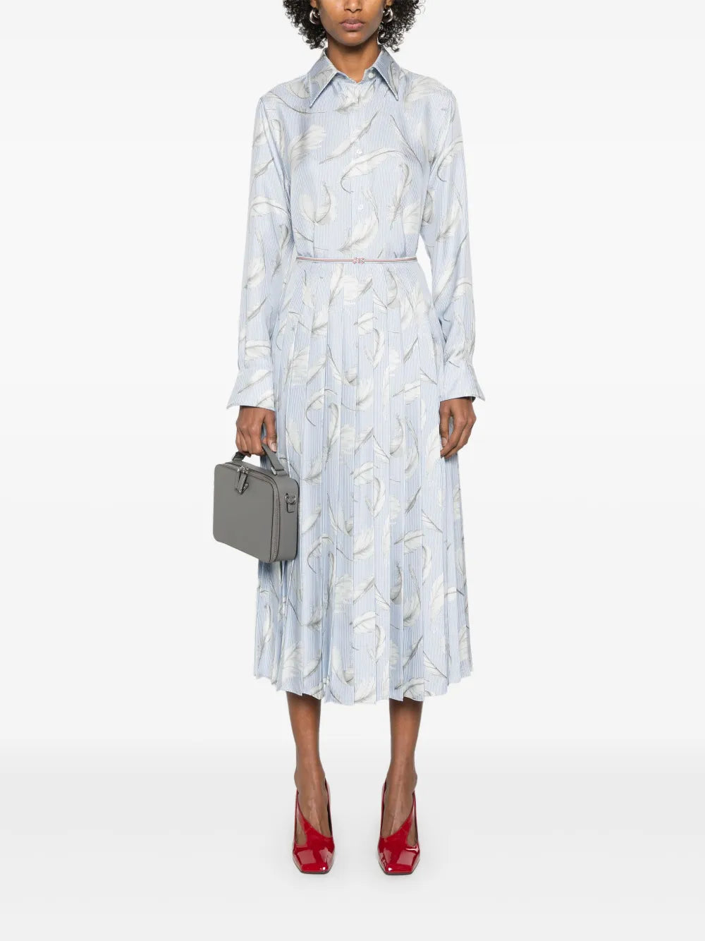 Feather-Print Silk Shirt