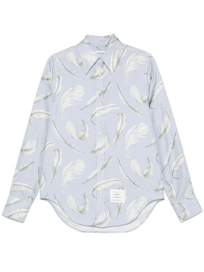 Feather-Print Silk Shirt