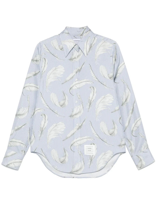 Feather-Print Silk Shirt