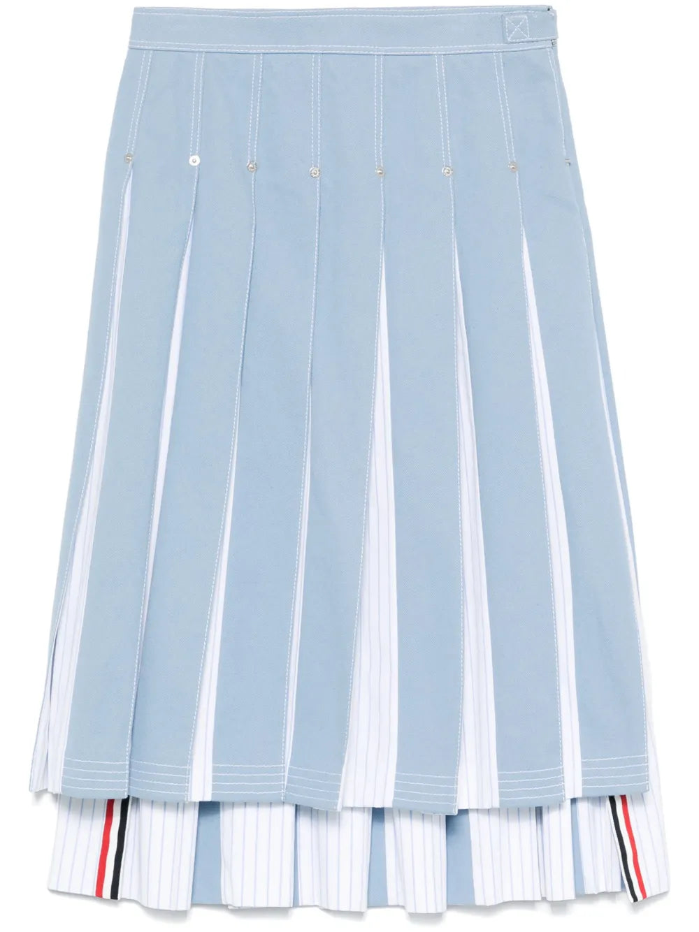 Pleated Denim Midi Skirt