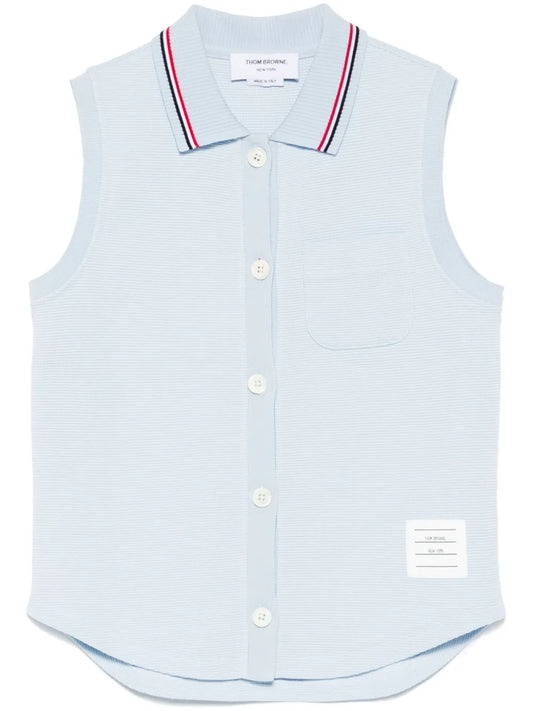 Cotton Sleeveless Polo Top