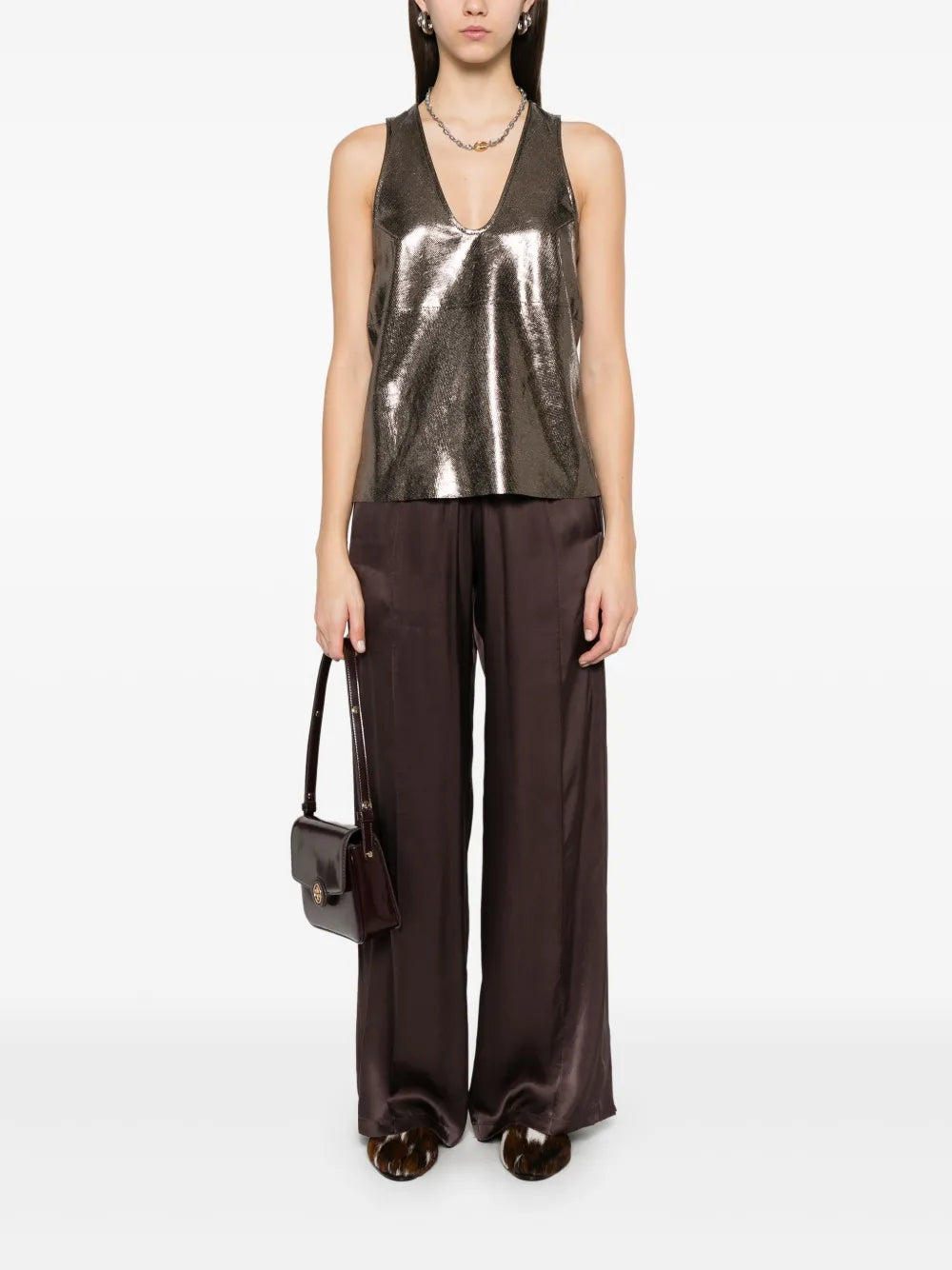 Satin Straight-Leg Trousers