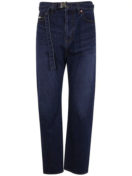 Belted Straight Jeans
