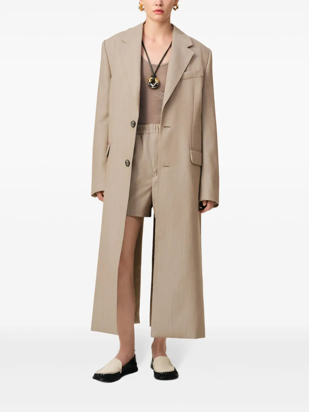 Slit-Detail Maxi Coat