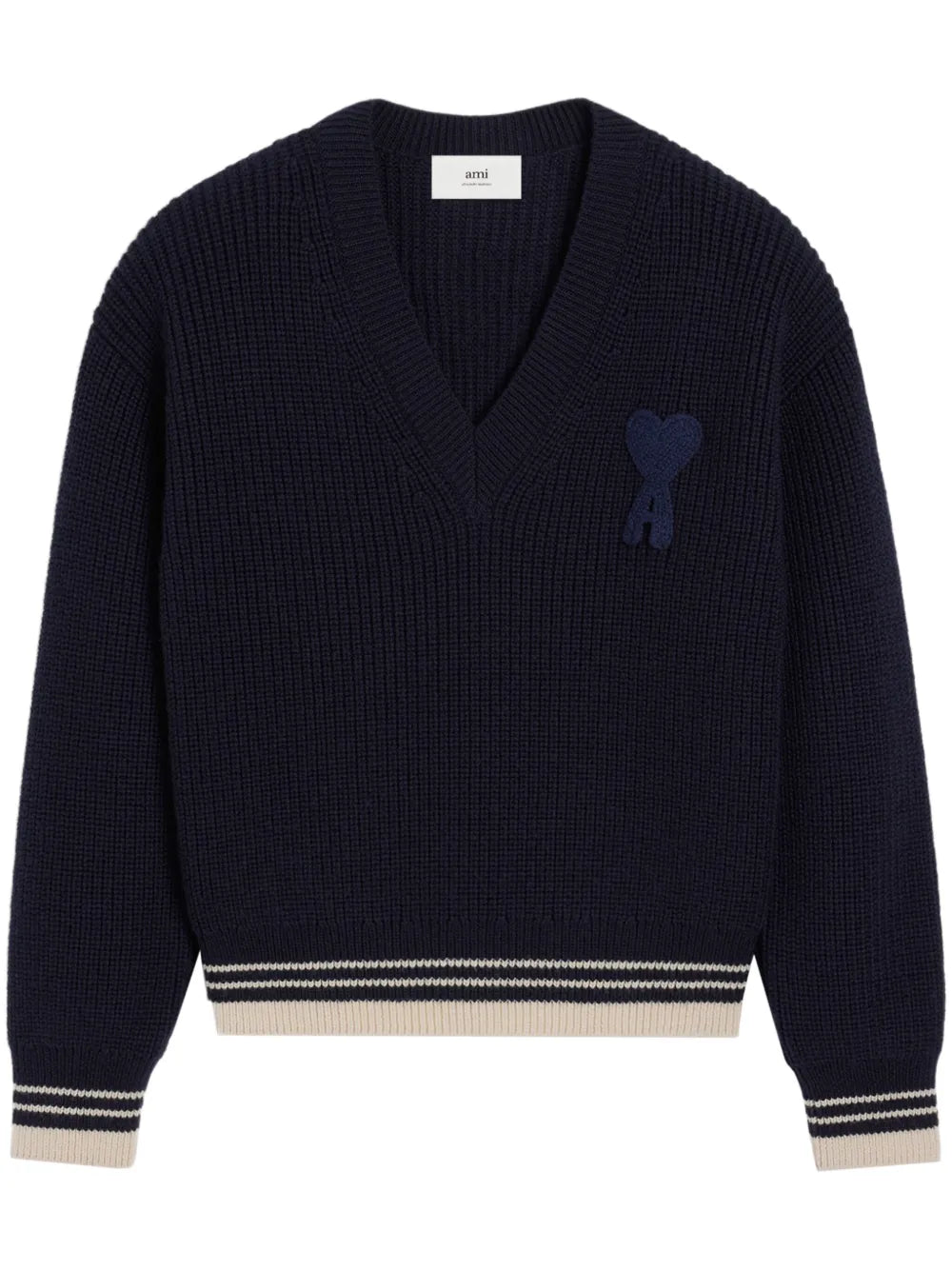 Ribbed-Knit V-Neck Jumper