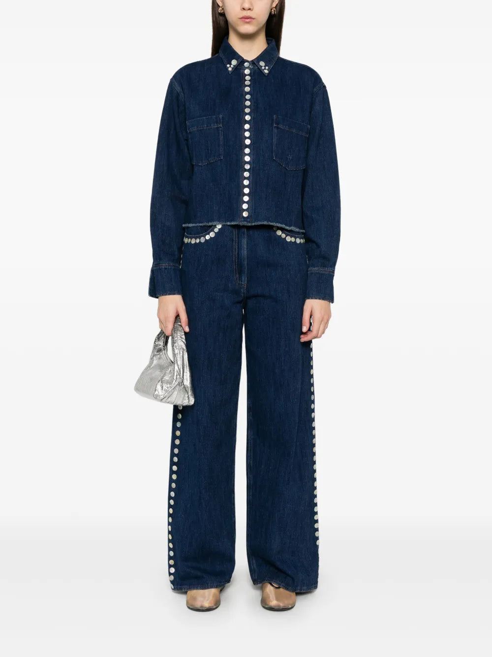 Button-Detail Straight-Leg Jeans
