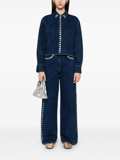 Button-Detail Straight-Leg Jeans