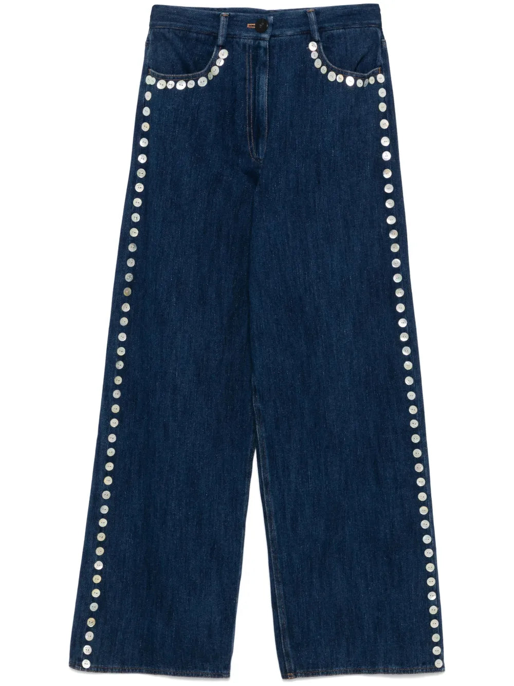 Button-Detail Straight-Leg Jeans