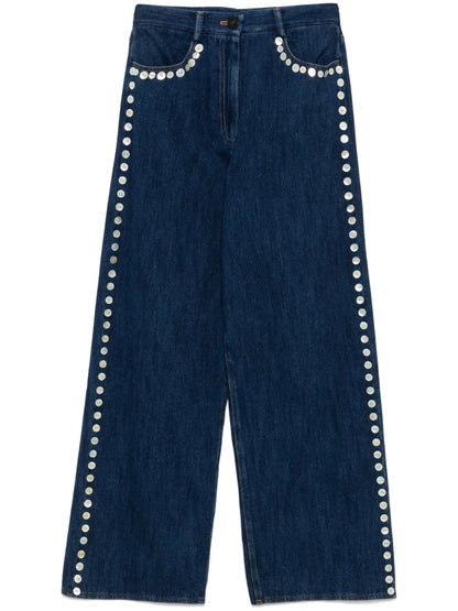 Button-Detail Straight-Leg Jeans