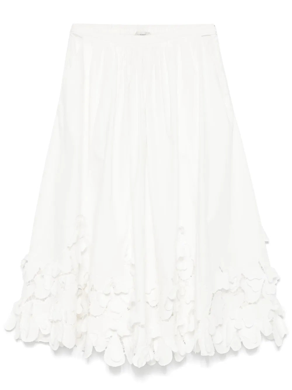 Floral-Appliqué Midi Skirt