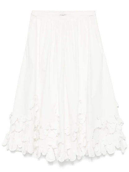 Floral-Appliqué Midi Skirt