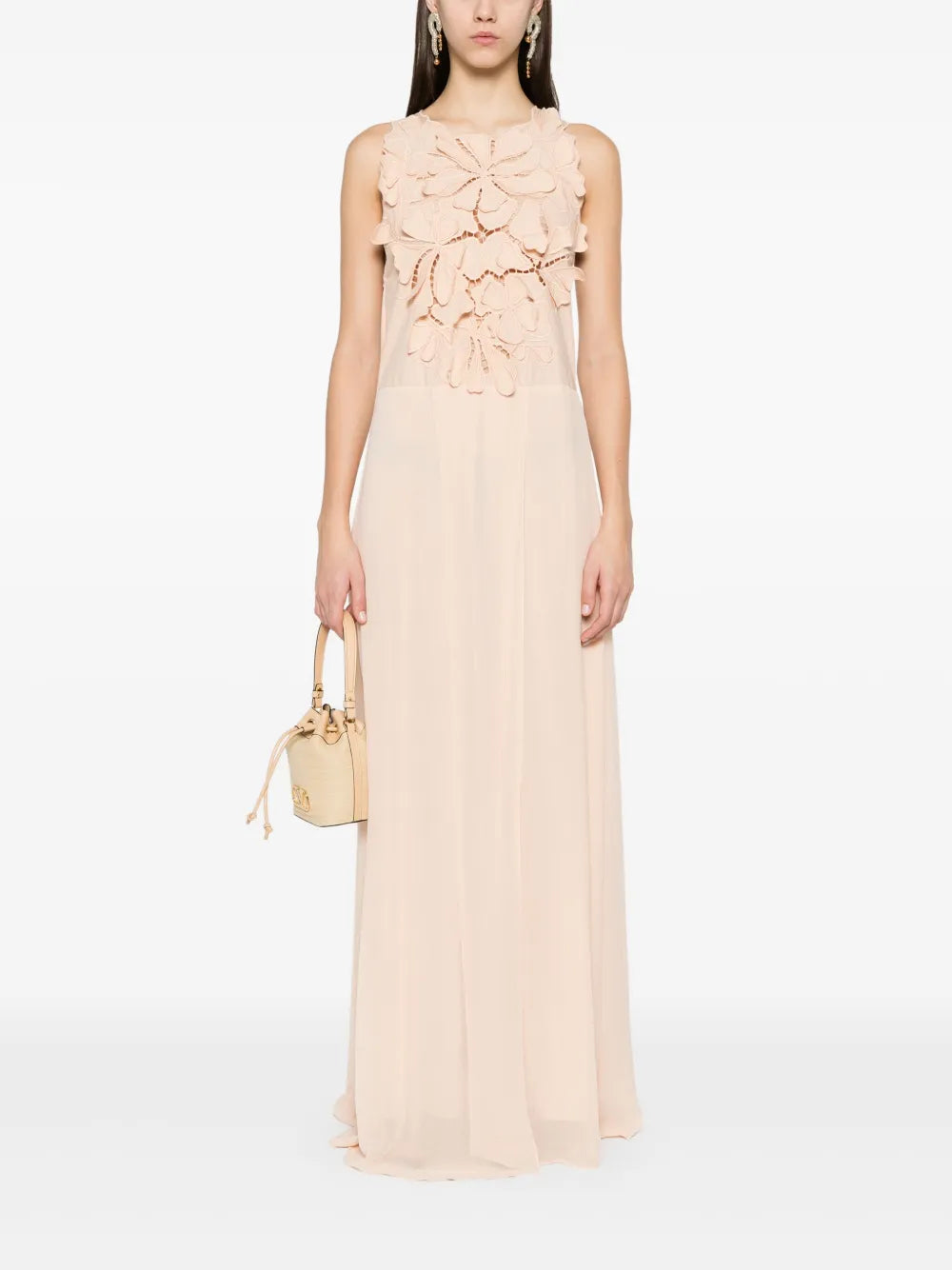 Floral-Appliqué Maxi Dress