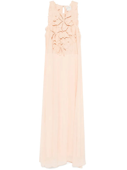 Floral-Appliqué Maxi Dress