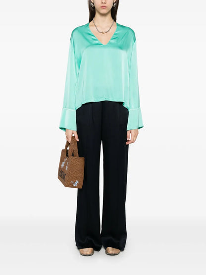 Satin Straight-Leg Trousers