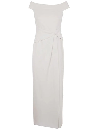 Off-Shoulder Crepe Gown