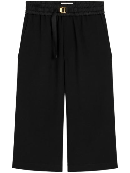 Elasticated-Waistband Crepe Shorts