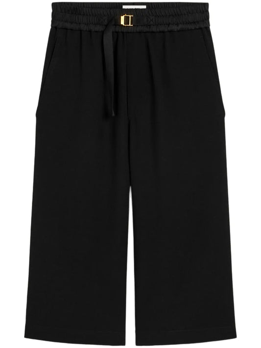 Elasticated-Waistband Crepe Shorts