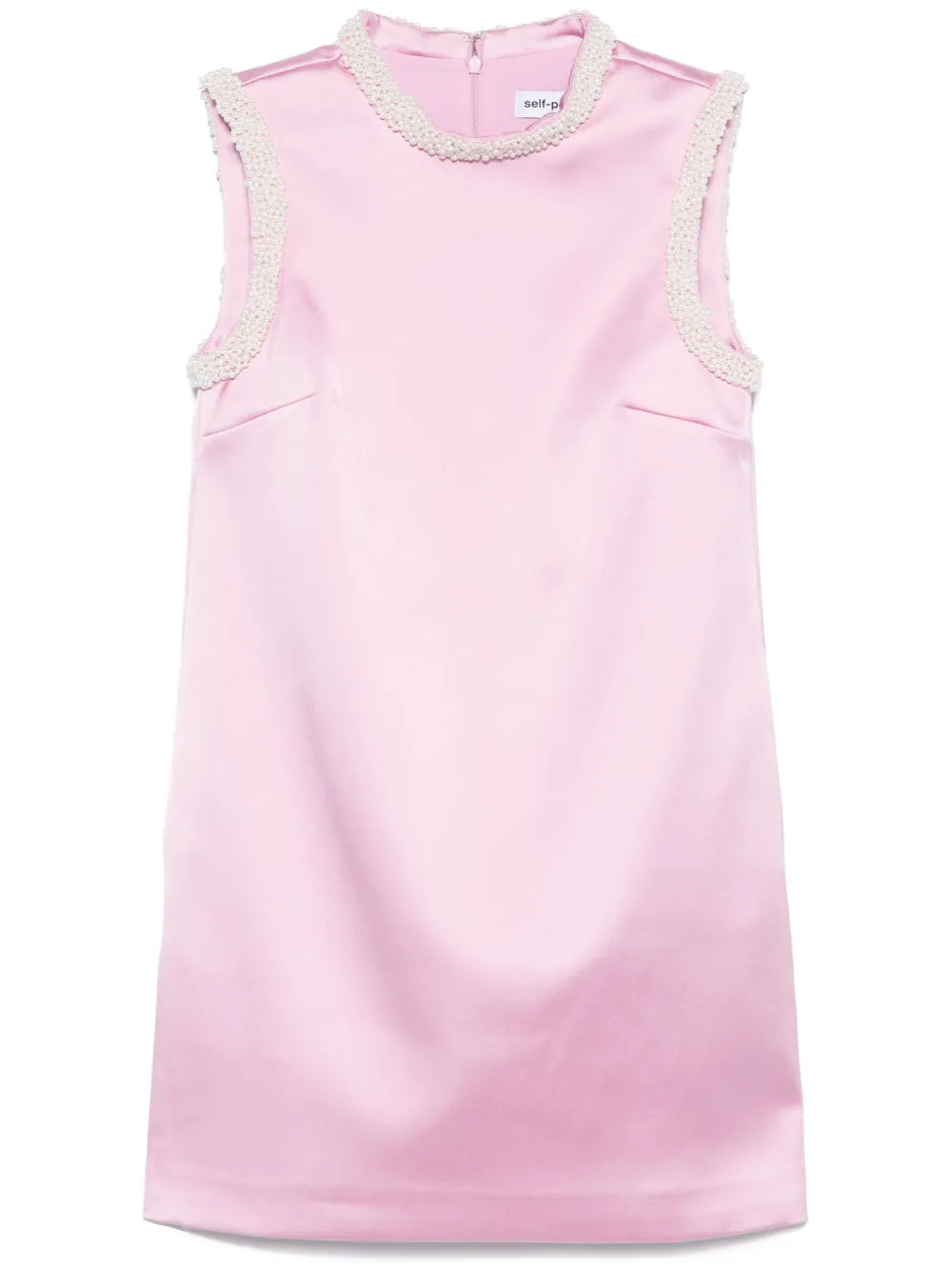 Pearl-Trim Satin Mini Dress