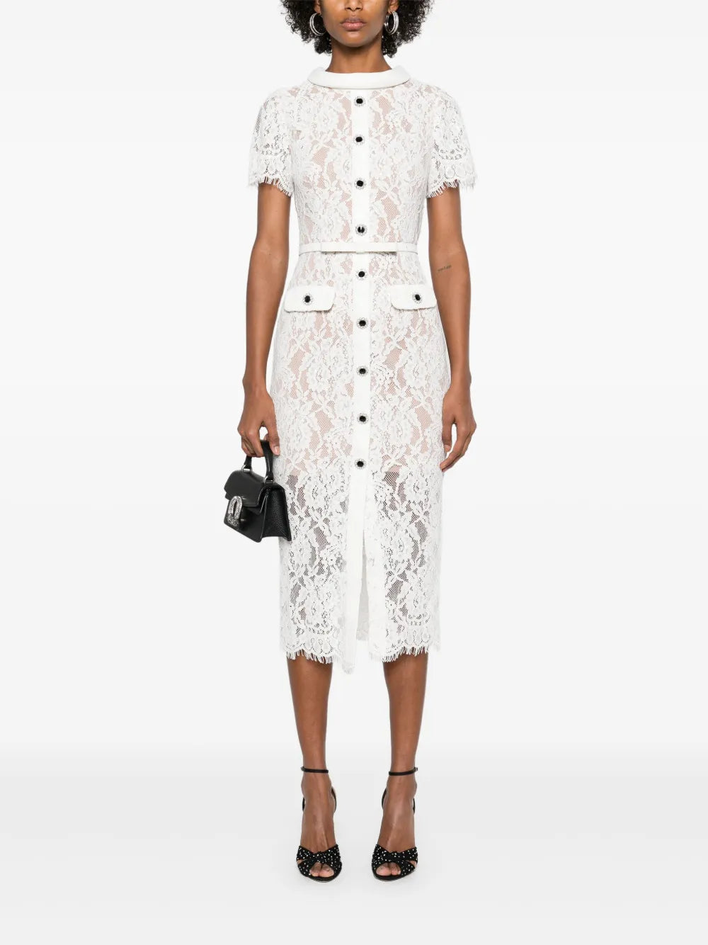 Floral-Lace Midi Dress