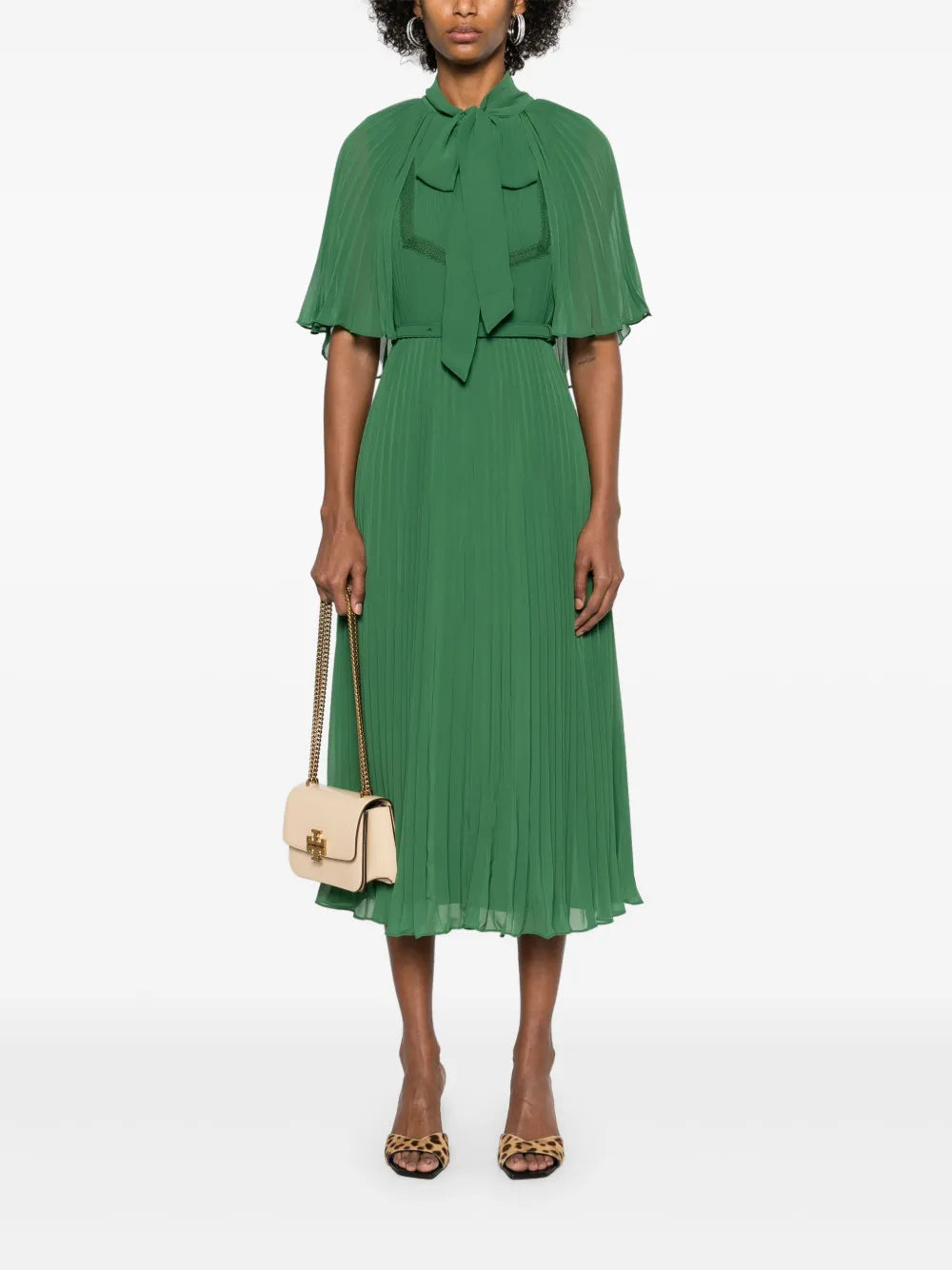 Chiffon Cape Midi Dress