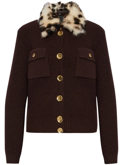 Fur-Collar Cardigan