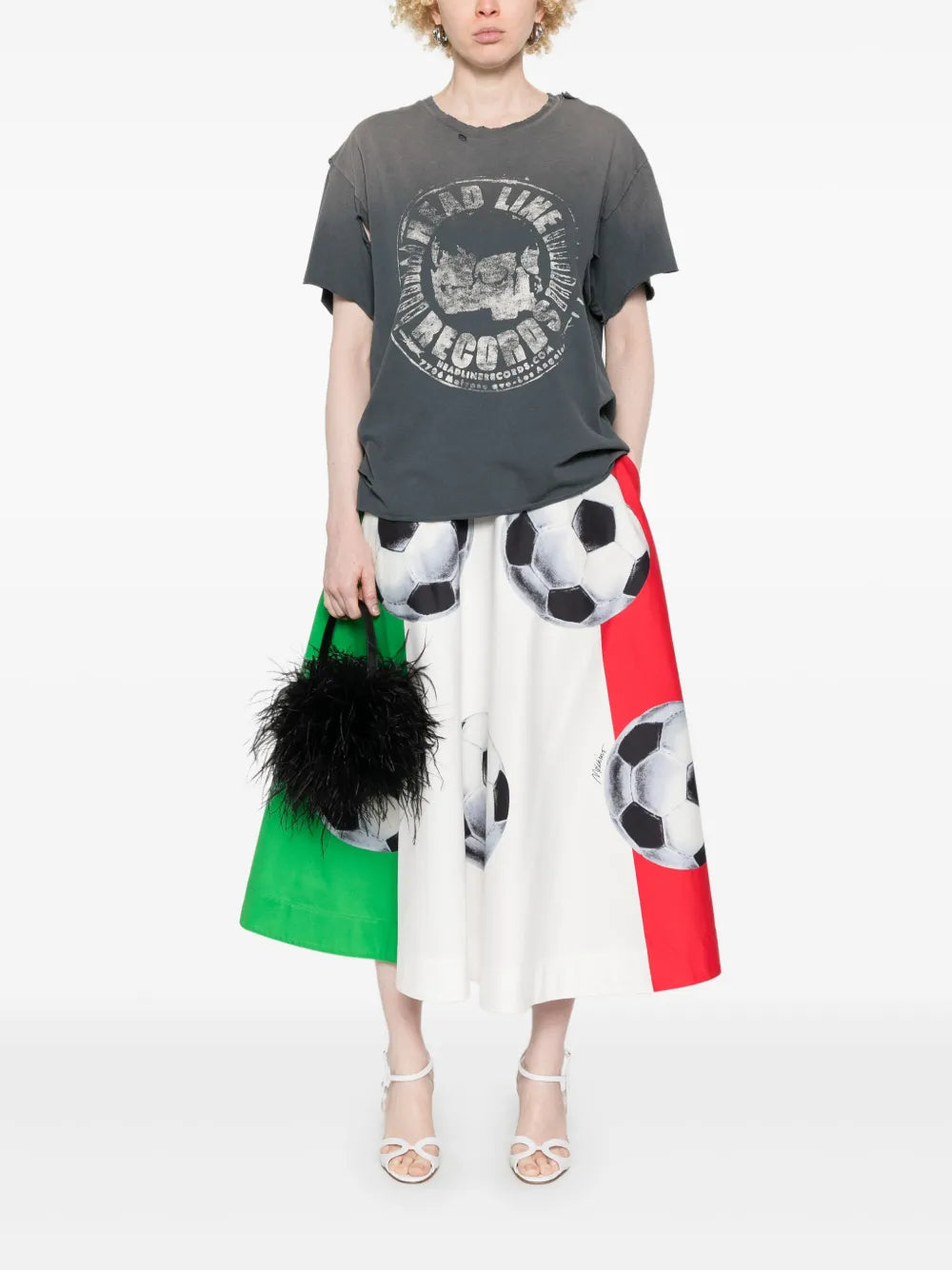 Graphic-Print Midi Skirt