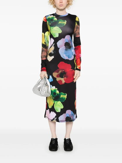 Watercolour Bloom Midi Dress