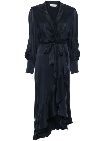 Wrap Silk Midi Dress
