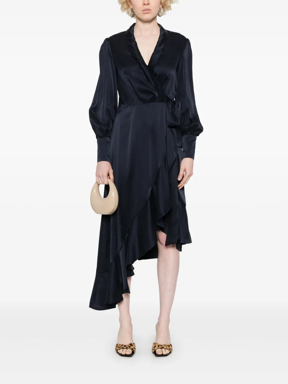 Wrap Silk Midi Dress
