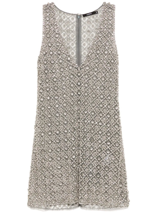 Net-Embroidered Mini Dress