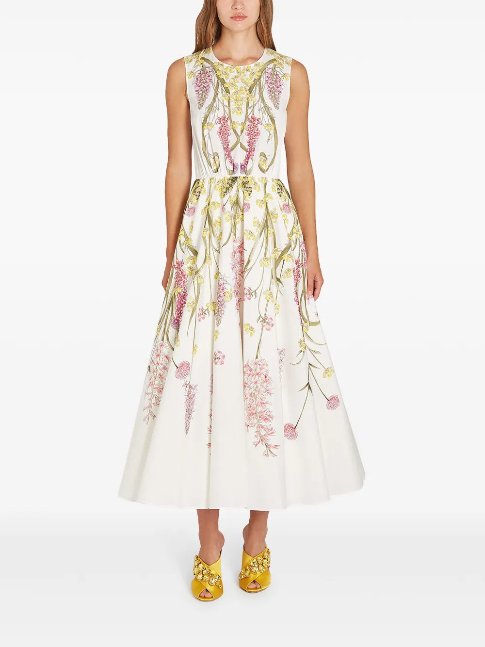 Wildflowers-Print Poplin Dress