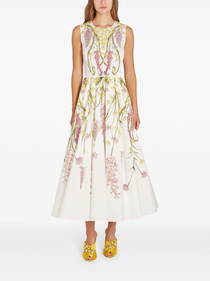Wildflowers-Print Poplin Dress