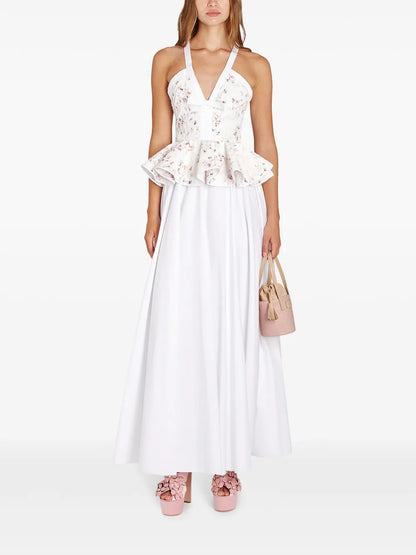 Floral-Jacquard Maxi Dress