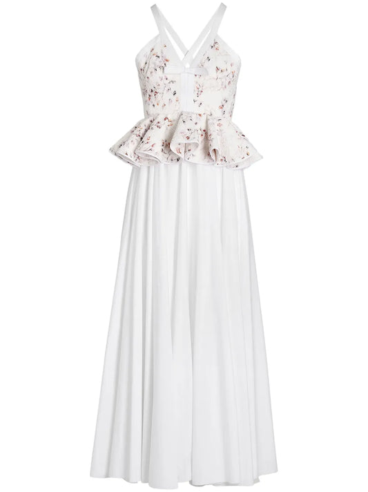 Floral-Jacquard Maxi Dress