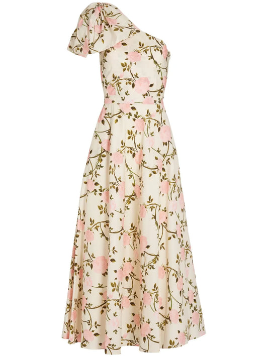 Rosier-Print One-Shoulder Dress